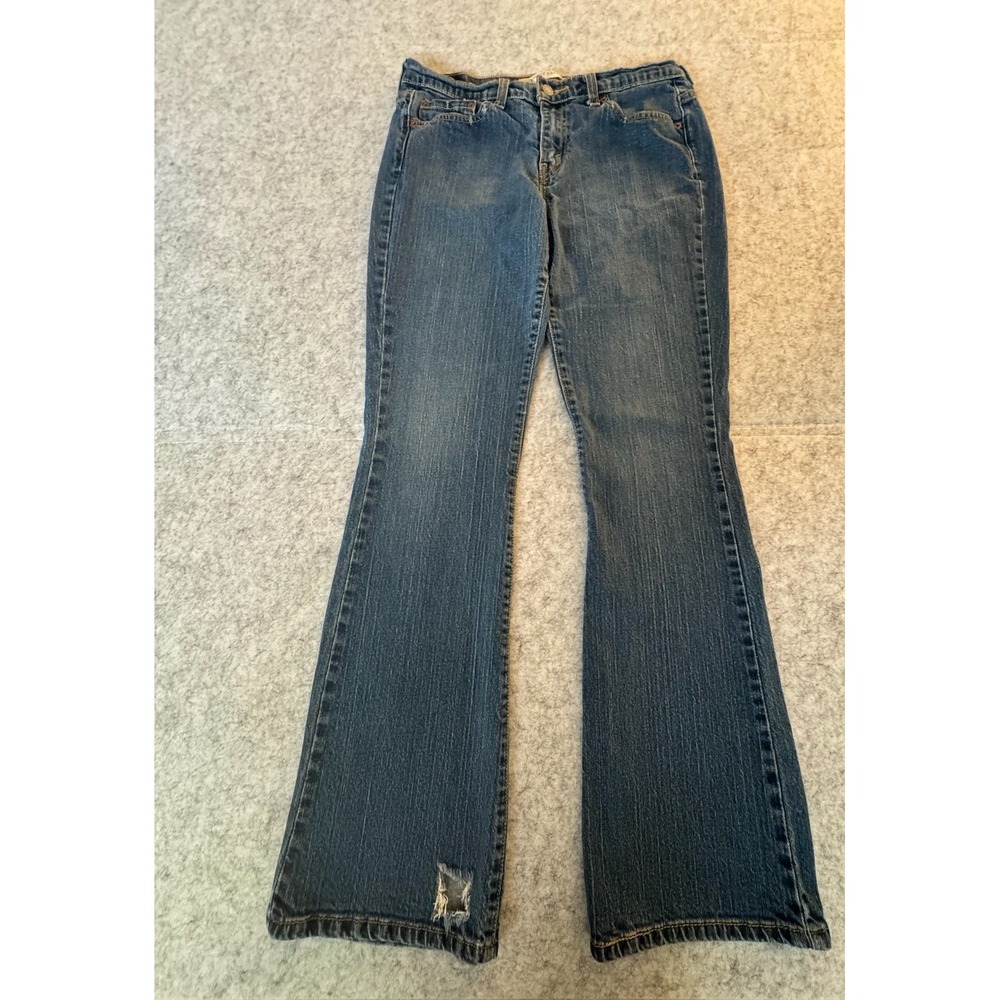 Levis Bootcut Jeans Womens 10 Tall Blue Medium Wash Mid Rise Stretch Denim